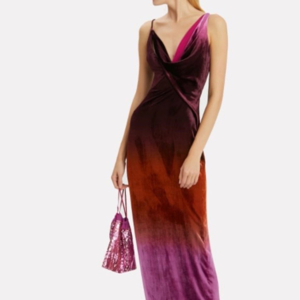 Cushnie Evengeline Ombré Velvet Gown Column Evening Dress Size 4 NWT $1995